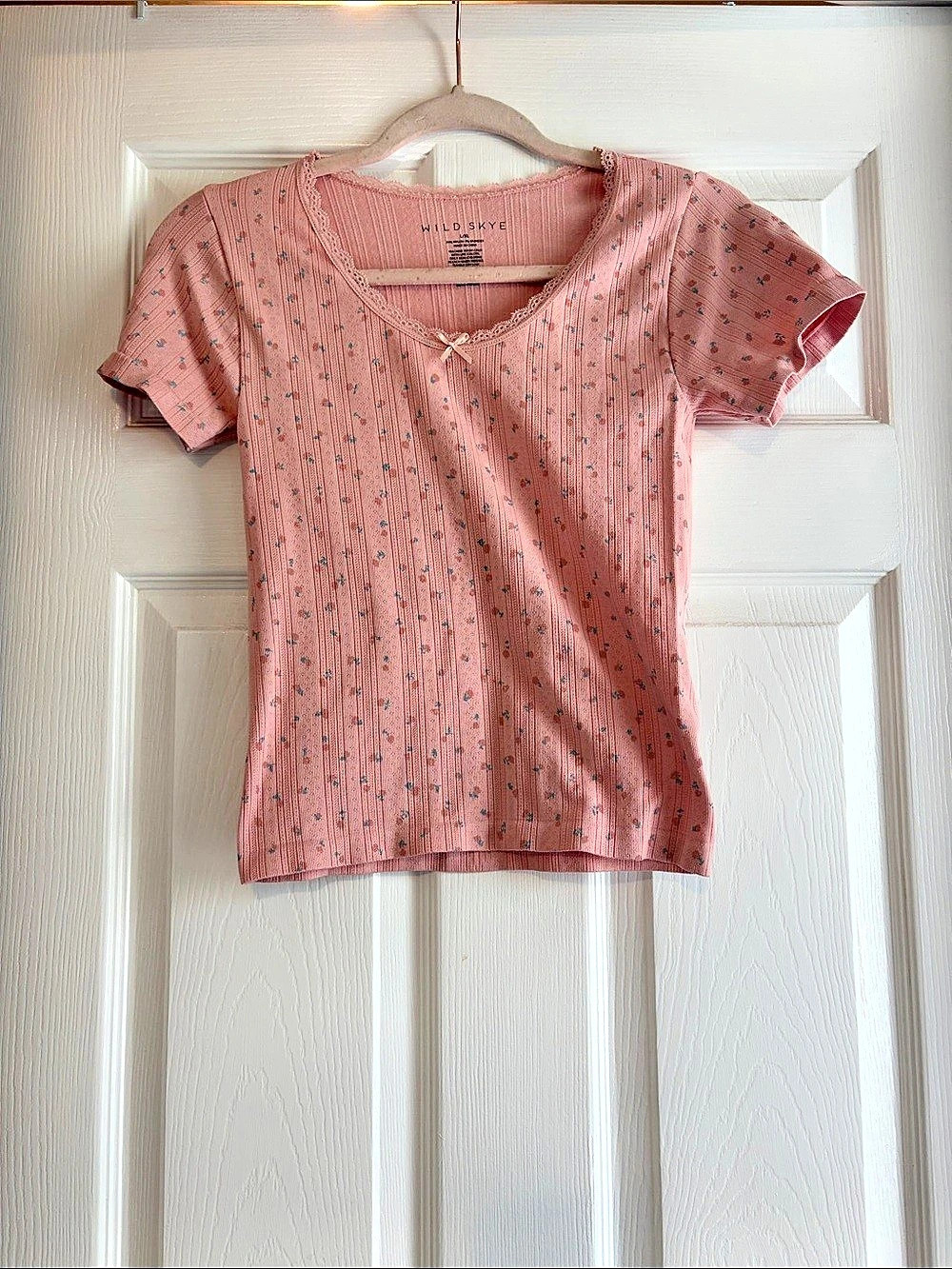 WILDSKY Short Sleeve Geometric Top in Pink L/XL Like New